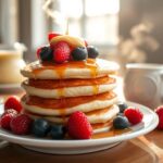Kochbuch einfache Rezepte Blitz-Pfannkuchen mit frischen Beeren und Ahornsirup