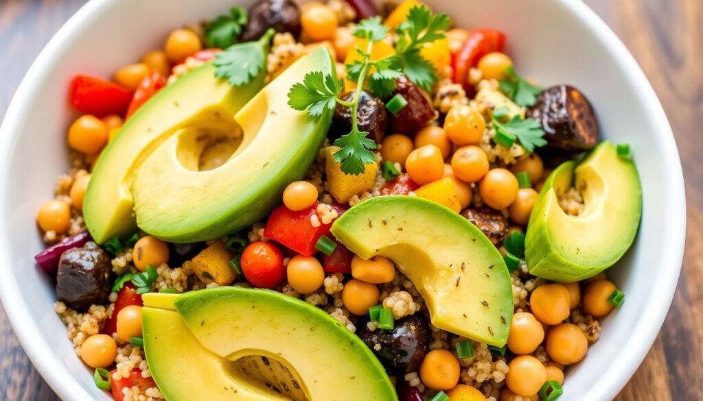 Bunter Quinoa-Salat mit Gemüse und Avocado
