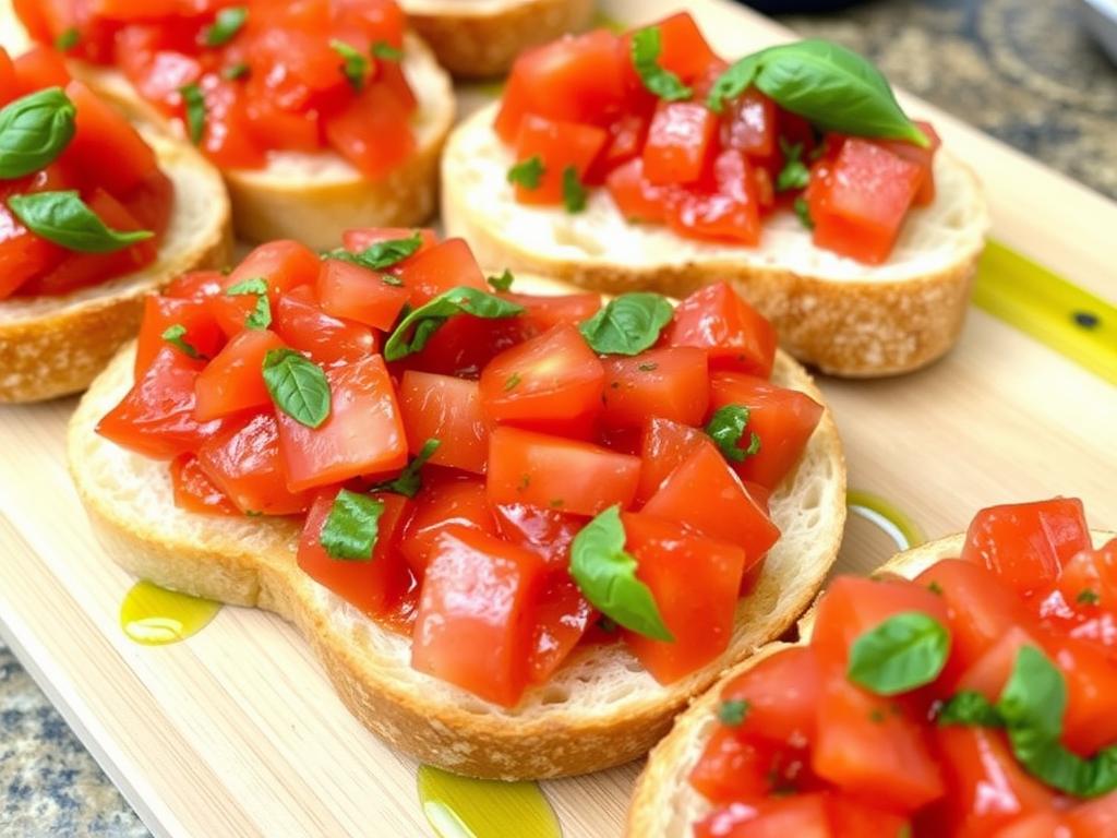 Frische Bruschetta mit Tomaten und Basilikum