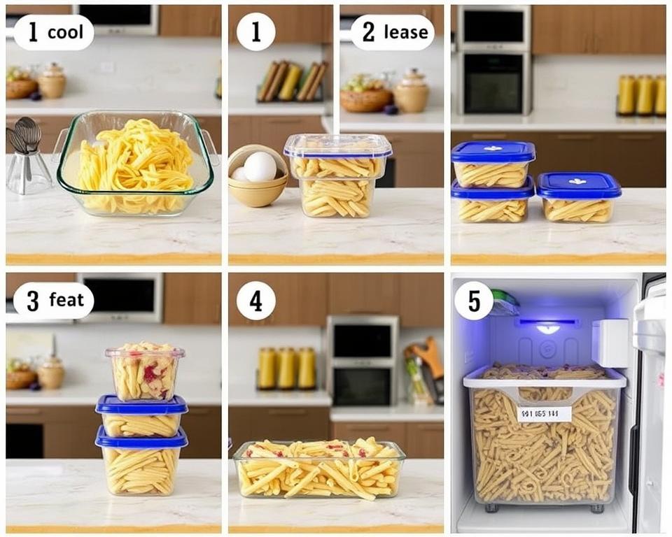 Schritt-für-Schritt Anleitung zur Lagerung von gekochten Nudeln Schritt-für-Schritt Anleitung zur Lagerung von gekochten Nudeln