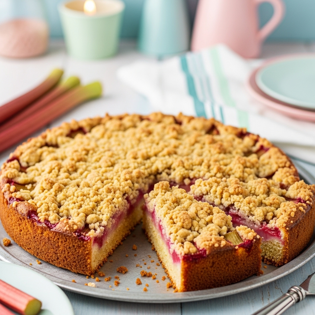 Rhabarberkuchen mit Hefeteig